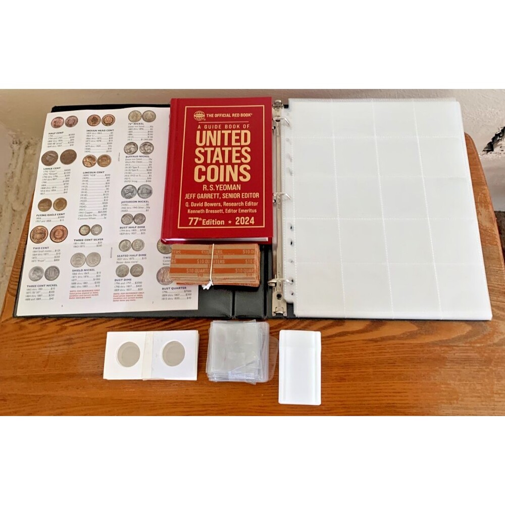Vintage Coin Collector Supply Lot-Album Flips Holders Wrappers 2024Red Book Tube